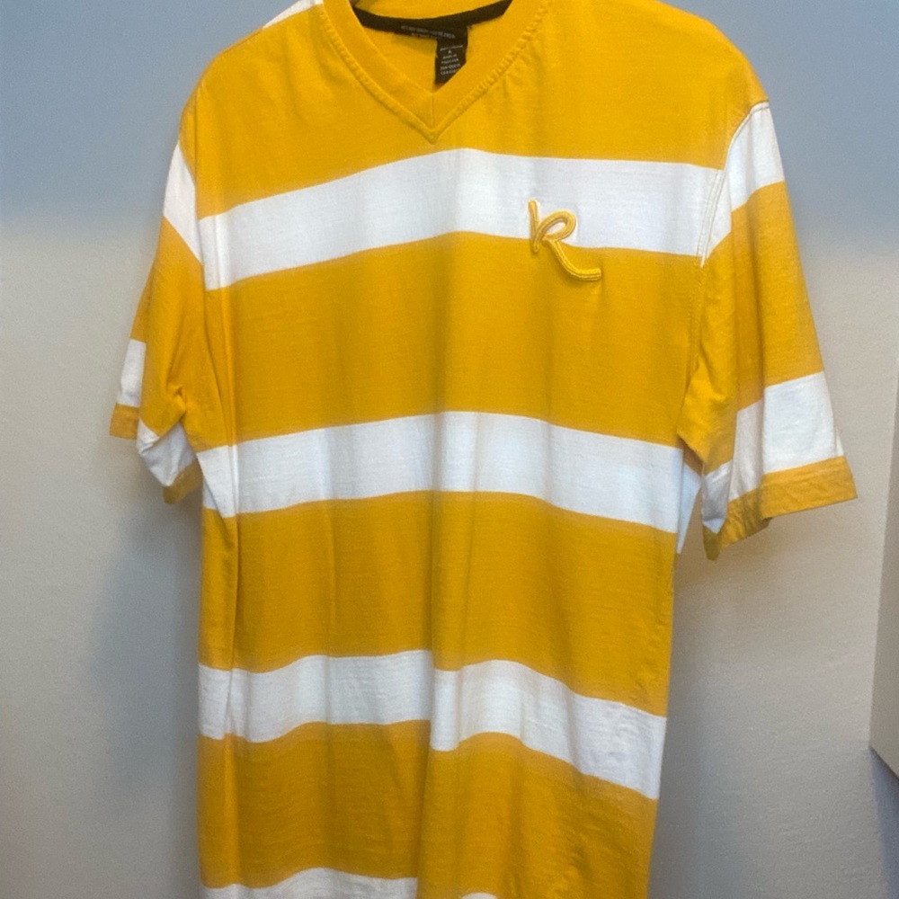 Rocawear Yellow and White Striped Tee